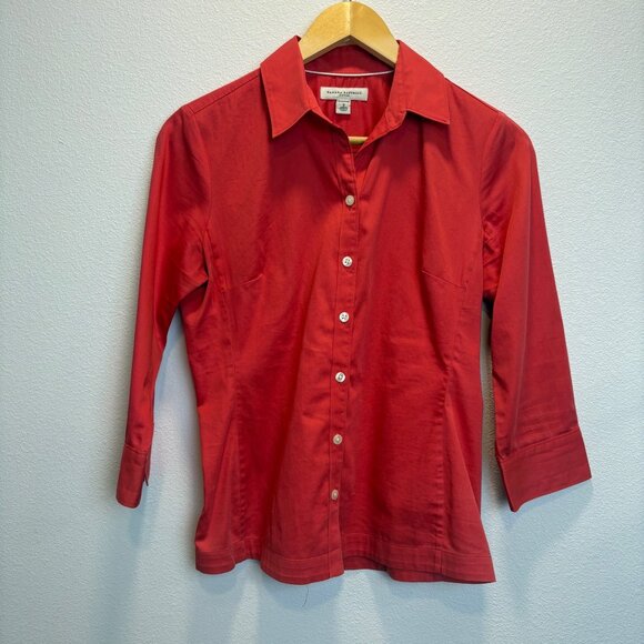 Lot Of 2 Banana Republic Fitted Stretch Button-Up Shirts Pink & Red Size S Work - Picture 5 of 11